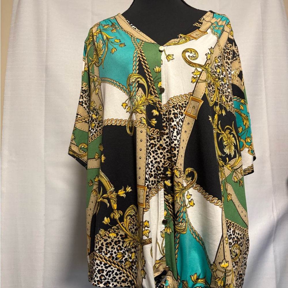 Y2K Elegant Women's Baroque Pattern Top. Vibrant, Colorful and Sophisticated!